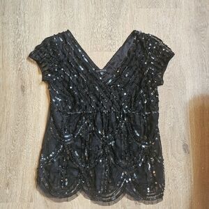Marina Black Sequin Beaded Top